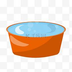 水盆和毛巾图片_橘色圆形水盆