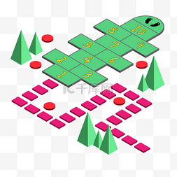 61快乐图片_2.5D跳房子矢量免抠png