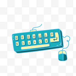 键盘蓝色图片_蓝色的卡通键盘插画