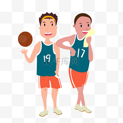 篮球矢量图图片_打篮球的两个好朋友