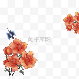 红色花朵复古图片_复古大花朵中国风花鸟边框