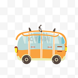 巴士插画图片_小汽车简约巴士卡通图案