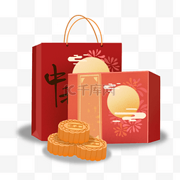 月饼包装盒图片_中秋节红色礼盒组合