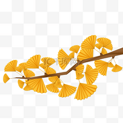 银杏叶子矢量图片_秋天折纸风格银杏树枝