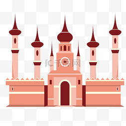 红色城堡建筑插画