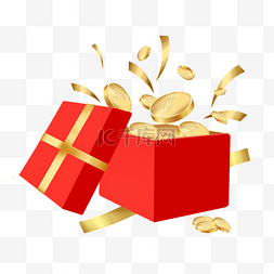 礼物的盒子图片_打开的金币礼盒