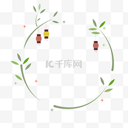 卡通中国风手绘图片_中国风小清新植物边框