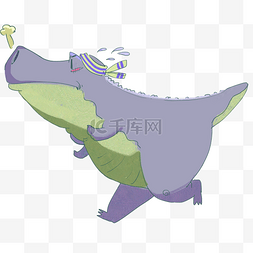 奔跑的紫色恐龙插画