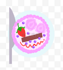 紫色生日蛋糕插画