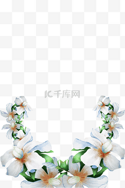 茉莉白色小花环形花朵边框装饰花