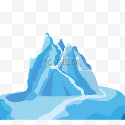 蓝色冰块冰山图片_卡通风格慢慢融化的冰川