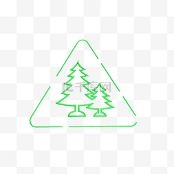 c4d绿色标志图片_立体绿树树木环保标志