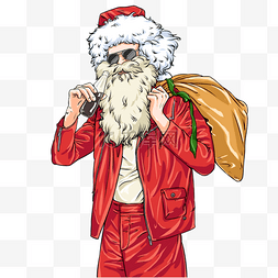 圣圣诞老人图片_圣诞节圣诞老人摇滚朋克插画元素