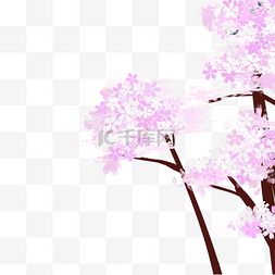 卡通樱花树树图片_卡通粉色大树下载