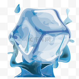 飞溅的水滴冰块蓝色水滴冰块