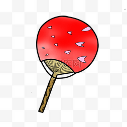 红色的樱花图片_红色的樱花扇子插画