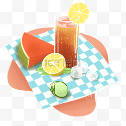 西瓜柠檬饮料图片_夏日水果清凉西瓜饮料
