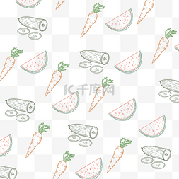 线描水果蔬菜创意组合