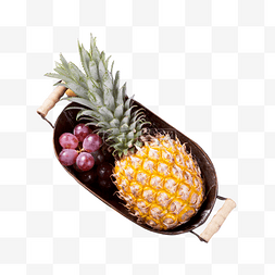 新鲜的菠萝图片_新鲜的菠萝和葡萄免抠图