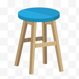 卡通蓝色家具图片_蓝色的圆形高椅插画