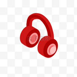 卡通红色的耳机免扣图