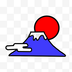 风景富士山图片_蓝色的富士山插画