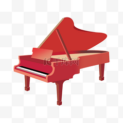 插画西洋乐器图片_一架红色的钢琴插画