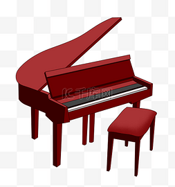 漂亮的红色钢琴插画