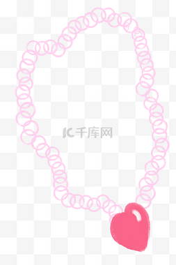 锁链边框图片_情人节少女感粉色红色锁链心形项