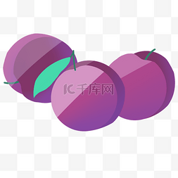 紫色李子卡通插画