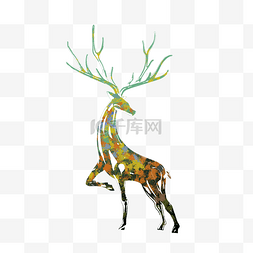 水彩鹿图片_彩色水彩麋鹿