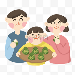 端午习俗吃粽子图片_端午节一家人吃粽子包好粽子