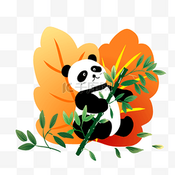 熊猫小清新图片_教育培训橙色可爱小清新熊猫