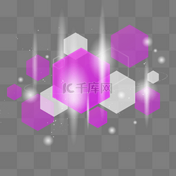 白色闪亮光效图片_科技风格粉紫六边形悬浮光效