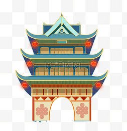 中国风古建筑灯笼