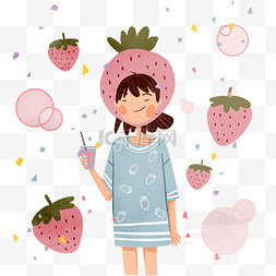 夏日可爱少女维生素草莓甜美消暑