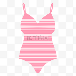 夏季运动服装图片_粉色条纹泳衣