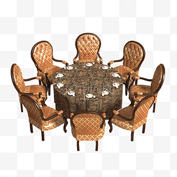 木桌子椅子图片_酒店用八人大圆桌