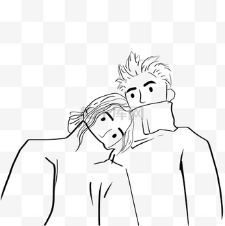 爱情素描图片素材_线描甜蜜相拥情侣