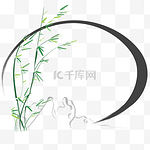 中国风水墨竹子文字框