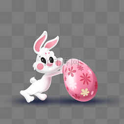 卡通立体白色复活蛋兔子