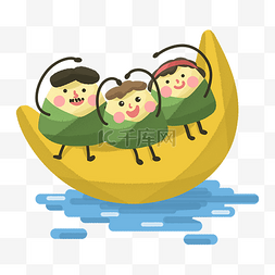 粽子河水图片_端午节粽子节月亮上的粽子一家