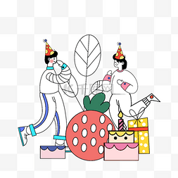 粉色生日蛋糕盒图片_手绘生日蛋糕礼物盒插画