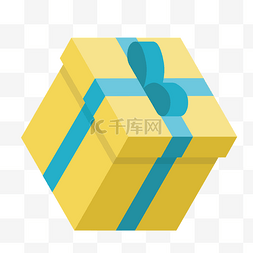 黄色创意立体礼盒元素