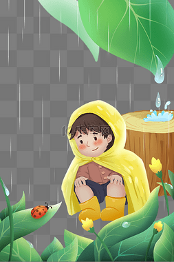 木桩信鸽图片_雨水春天春分春春景绿色植物下雨