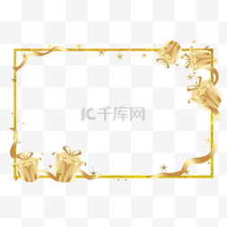 丝带金色边框图片_金色礼物盒丝带边框