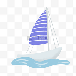 帆船海上图片_海上白色蓝帆小帆船