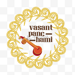 音乐线条图片_vasant panchami金色花边