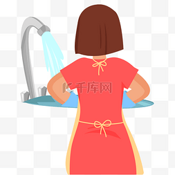 降落伞的女孩图片_正在洗碗的女孩