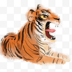 水彩动物手绘老虎元素